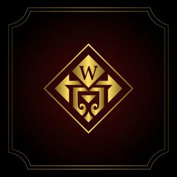 Geometric Monogram logo. Abstract Vector template in trendy mono line style.  Illustrazione stock