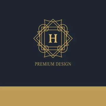 Geometric Monogram logo. Abstract Vector template in trendy mono line style.  Stock-Illustration