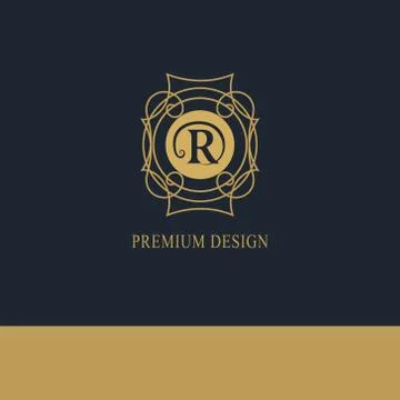 Geometric Monogram logo. Abstract Vector template in trendy mono line style.  Stock-Illustration