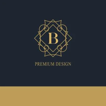 Geometric Monogram logo. Abstract Vector template in trendy mono line style.  Illustrazione stock