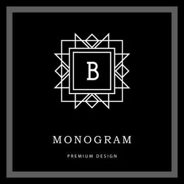 Geometric Monogram logo. Letter B, Vector template in trendy mono line style.  Stock-Illustration