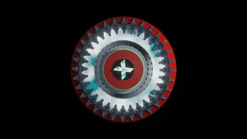 Geometric morphing gear clock animation seamless looping vj background element Stock Footage 123408698