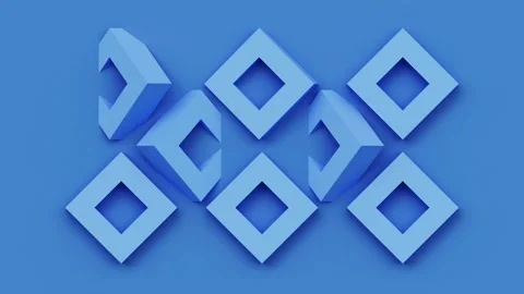 Geometric mosaic abstract looping blue background with square rotating shape Stock Footage 162886514