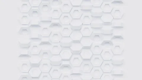 Geometric mosaic abstract looping white background with hexagon rotating shape Stock Footage 162575980