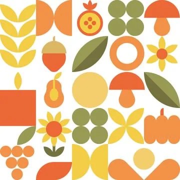 Geometric mosaic, bauhaus pattern. Modern geometry figure, shape and autumn e Stock Illustration