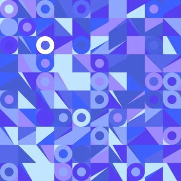 Geometric mosaic blue background with circular eye forms modern pattern Illustrazione stock