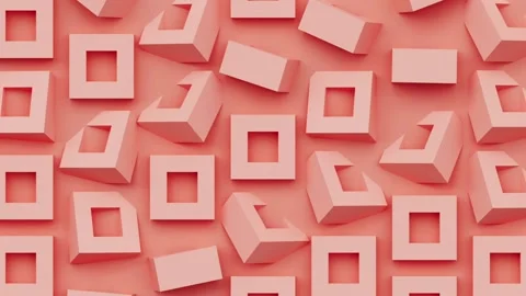 Geometric mosaic grid abstract looping red background with square rotating shape Stock Footage 162576056