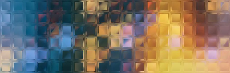 Geometric mosaic grid pattern with reflective shiny blocks in warm and cool.. Stock Photos