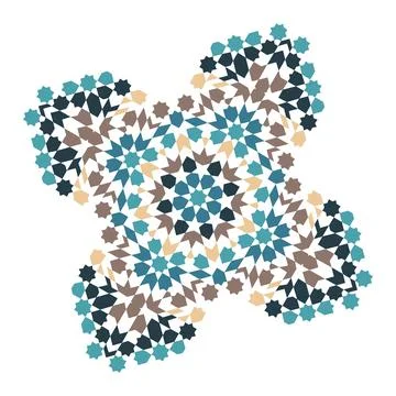 Geometric mosaic pattern inspired by traditional islamic art and decor elements Stock Illustration