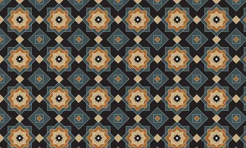 Geometric Mosaic Pattern with Interlocking Diamonds and Squares 스톡 일러스트