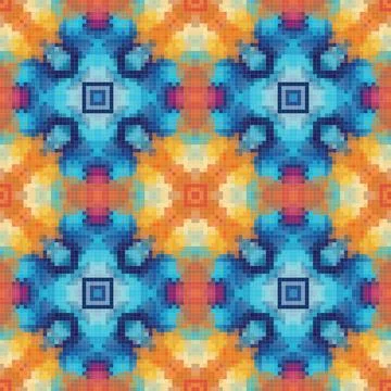 Geometric mosaic seamless pattern design, Repeat textile design, Surface de.. Stock Illustration