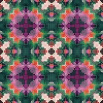 Geometric mosaic seamless pattern design, Repeat textile design, Surface de.. Stock Illustration