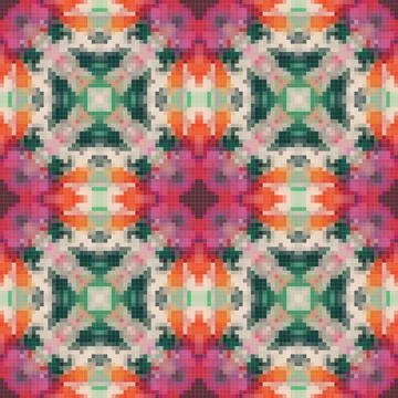 Geometric mosaic seamless pattern design, Repeat textile design, Surface de.. 스톡 일러스트