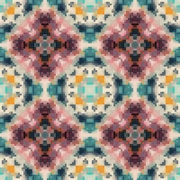 Geometric mosaic seamless pattern design, Repeat textile design, Surface de.. Stock Illustration