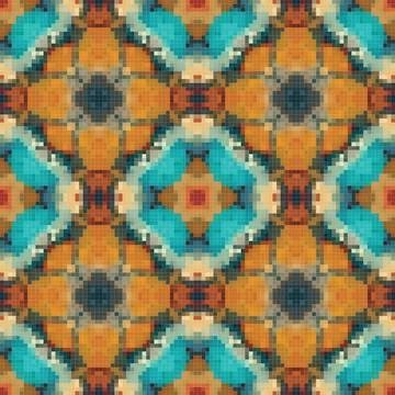 Geometric mosaic seamless pattern design, Repeat textile design, Surface de.. Stock Illustration