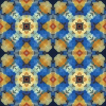 Geometric mosaic seamless pattern design, Repeat textile design, Surface de.. Illustrazione stock