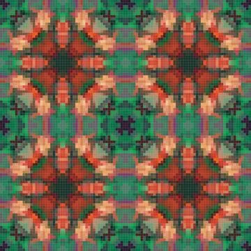 Geometric mosaic seamless pattern design, Repeat textile design, Surface de.. Stock Illustration