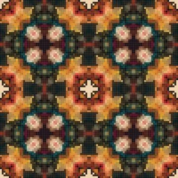 Geometric mosaic seamless pattern design, Repeat textile design, Surface de.. Stock Illustration