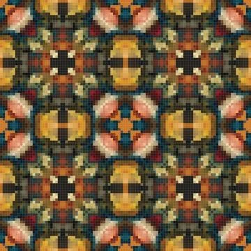 Geometric mosaic seamless pattern design, Repeat textile design, Surface de.. Stock Illustration