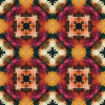 Geometric mosaic seamless pattern design, Repeat textile design, Surface de.. 스톡 일러스트