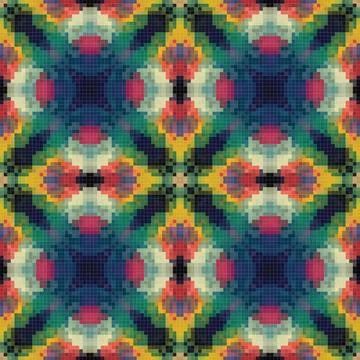 Geometric mosaic seamless pattern design, Repeat textile design, Surface de.. 스톡 일러스트