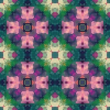 Geometric mosaic seamless pattern design, Repeat textile design, Surface de.. 스톡 일러스트