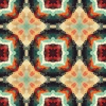 Geometric mosaic seamless pattern design, Repeat textile design, Surface de.. Stock Illustration