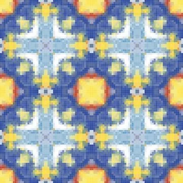 Geometric mosaic seamless pattern design, Repeat textile design, Surface de.. Stock Illustration