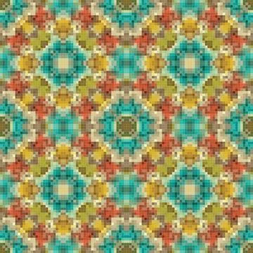 Geometric mosaic seamless pattern design, Repeat textile design, Surface de.. Stock Illustration