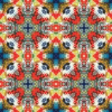 Geometric mosaic seamless pattern design, Repeat textile design, Surface de.. Stock Illustration