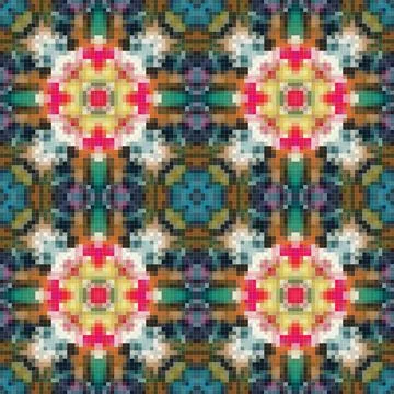 Geometric mosaic seamless pattern design, Repeat textile design, Surface de.. Stock Illustration