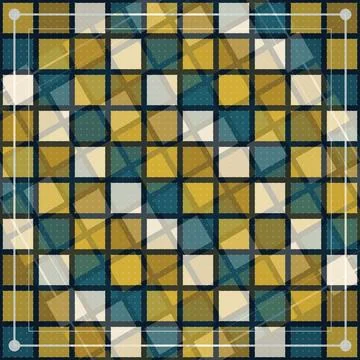 Geometric mosaic tile pattern with abstract diamond shapes on dark grid bac.. Stock Illustration