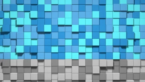 Geometric mosaic waves pattern. Construction of hills landscape using blue mu Stock Footage 153118338