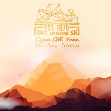 Geometric Mountain and Sunset Background - Vector Illustration Illustrazione stock