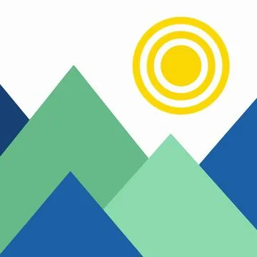 Geometric Mountain Landscape with Sun Stock Illustration