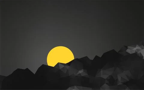 Geometric mountains landscape at sunset Stock Illustration