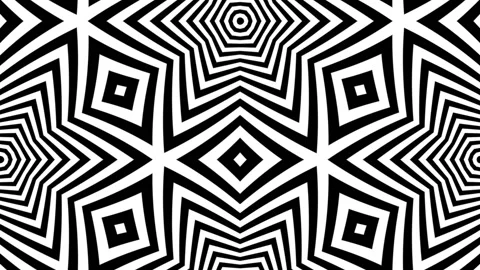 Geometric moving black psychedelic pattern, striped seamless looping background Stock Footage 148105420