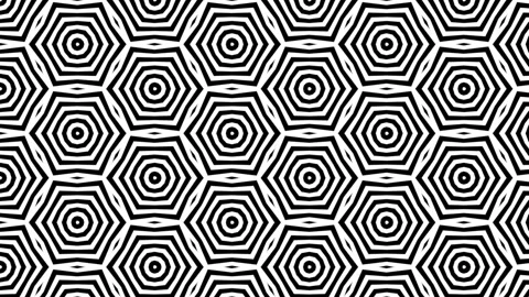 Geometric moving black psychedelic pattern, hexagonal background with honeycomb Stock Footage 150952166