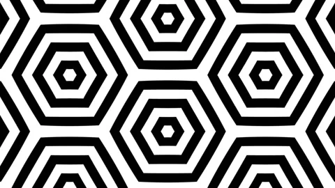 Geometric moving black psychedelic pattern, hexagonal background with honeycomb Stock Footage 152421687