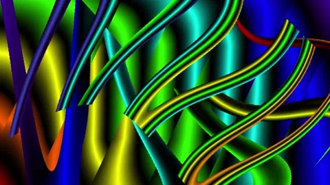 Geometric multi-colored figures move in three-dimensional space. Stock Footage 221488417