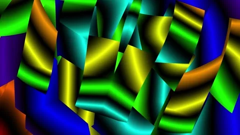 Geometric multicolored shapes move in 3d Stock Footage 221488411