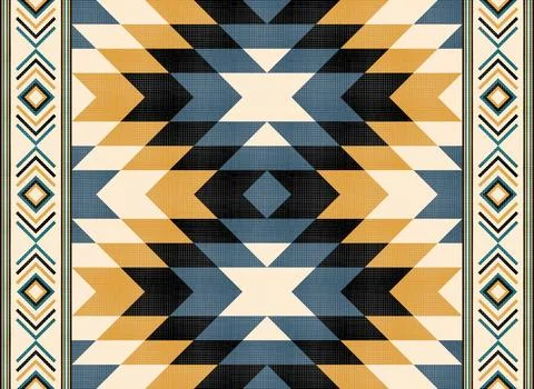 Geometric Native American Style Pattern with Southwestern Tribal Ornaments Illustrazione stock