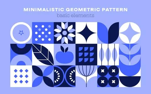 Geometric natural eco pattern. Minimal flower fruit plant simple shapes Illustrazione stock