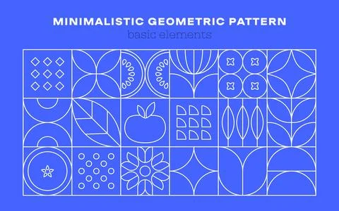Geometric natural eco pattern. Minimal flower fruit plant simple shapes Stock Illustration