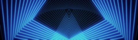 Geometric Neon Blue Triangle Abstract Grid Horizon Stock-Footage 340980165