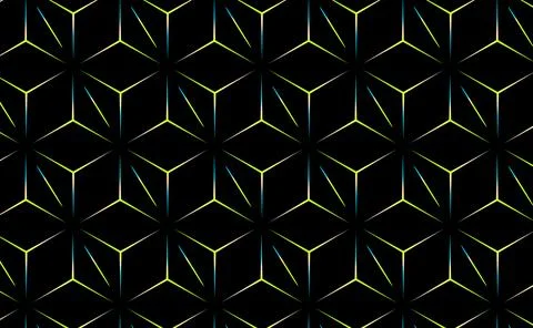 Geometric Neon Cube Pattern Seamless Abstract Background With Glowing Lines.. 스톡 일러스트