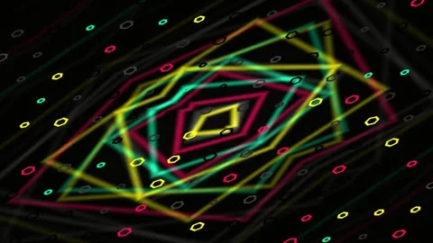 Geometric Neon Frames Moving Inwards In A Dynamic Kaleidoscope Stock Footage 327605152