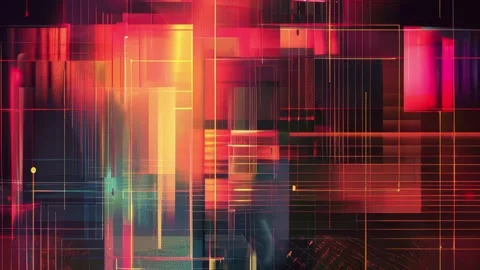 Geometric Neon Grid Glitch Background Seamless Loop Stockbeeldmateriaal 328274687