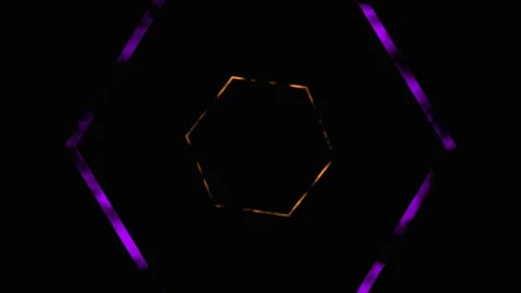 Geometric Neon Hexagons Rotating with Pulsing Light Trails During Dark Nigh.. Stock Footage 341720352