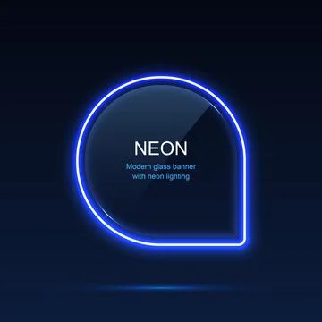 Geometric neon light with rounded edges. Glass banner イラスト素材